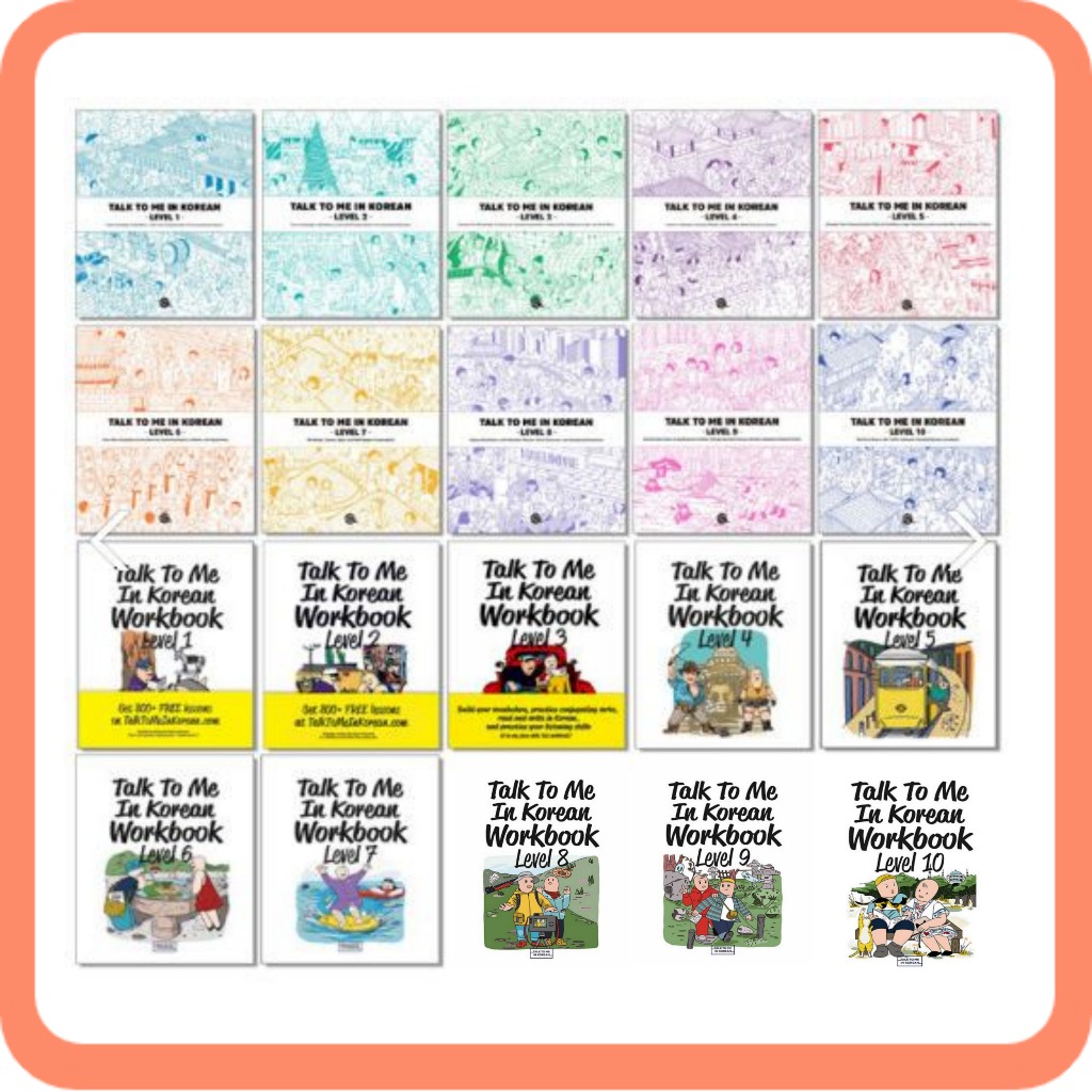 Talk To Me In Korean Textbook (level 1-10)+Workbook (level 1-10)