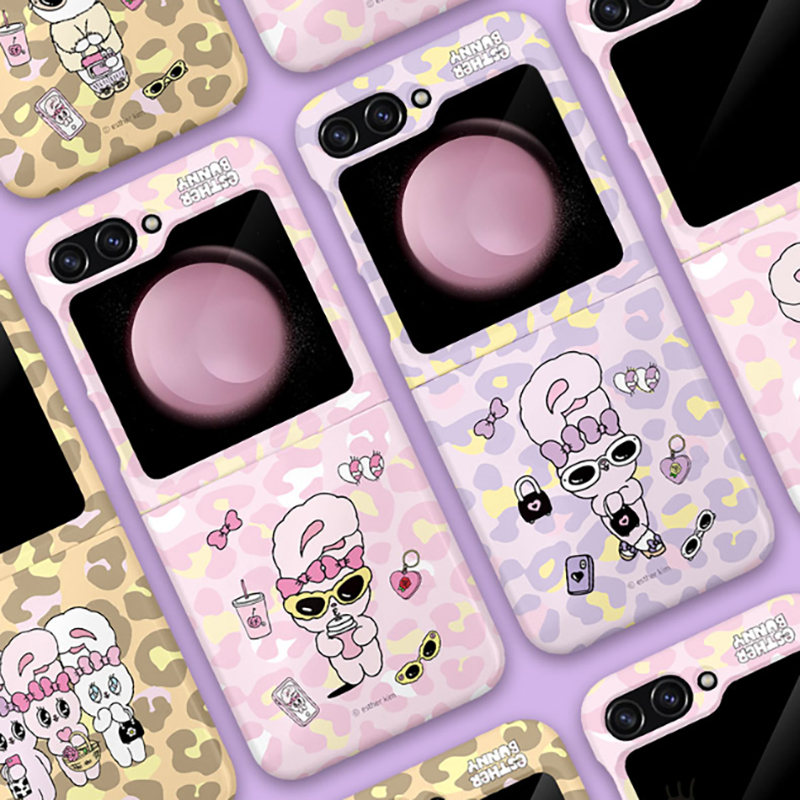 【 Z Flip 3 4 5 เคสมือถือเกาหลี 】ฮาร์ด, แบบด้าน, สลิม, ป้องกัน, ดีไซน์น่ารัก, ซัมซุง กาแลคซี, Esther Bunny