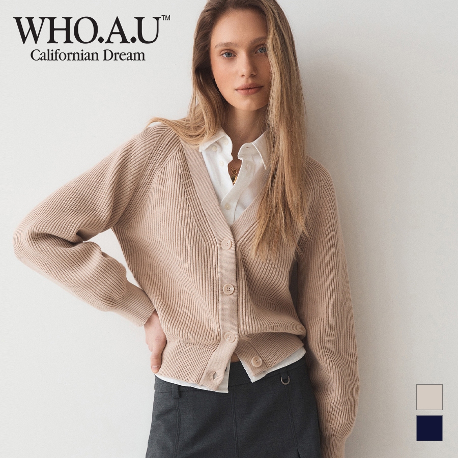 [WHO.A.U] Oldmoney V-NECK CARDIGAN | Whcke1222f
