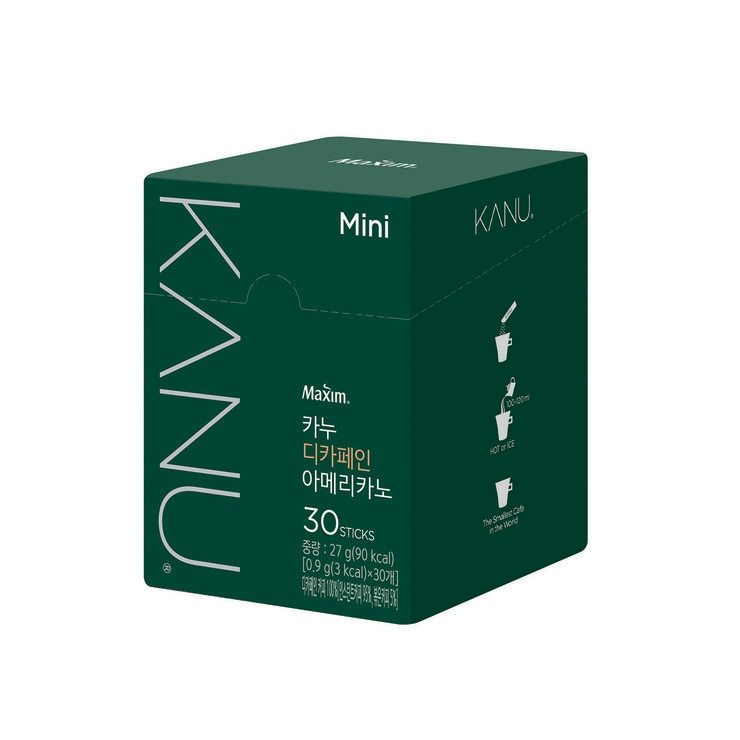 [MAXIM] Kanu Mini Decaf Coffee 0.9g x 30 แท่ง – เพลิดเพลินกับรสชาติเข้มข้น ปราศจากคาเฟอีน