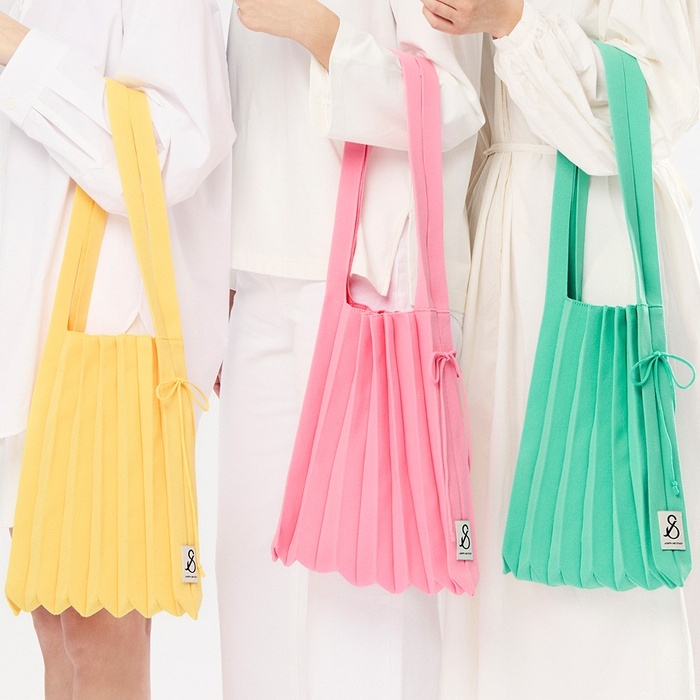 [JOSEPH&STACEY] Lucky Pleats กระเป๋าผ้าถัก ทรงโท้ท ขนาดกลาง 37 สี แฟชั่นเกาหลี