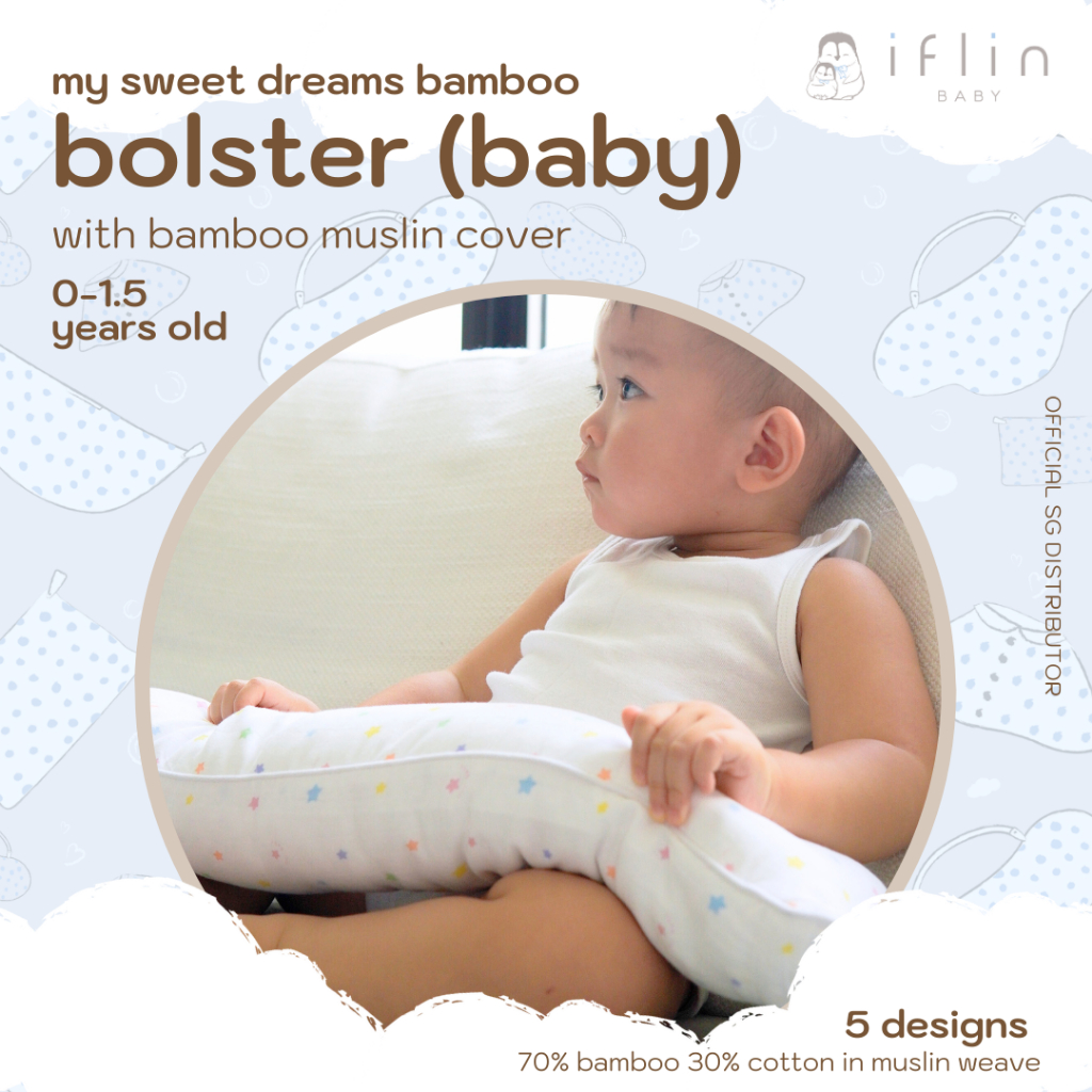 Iflinbaby หมอนข้างเด็ก + เคส iflin Bamboo Cotton Baby Bolster Case
