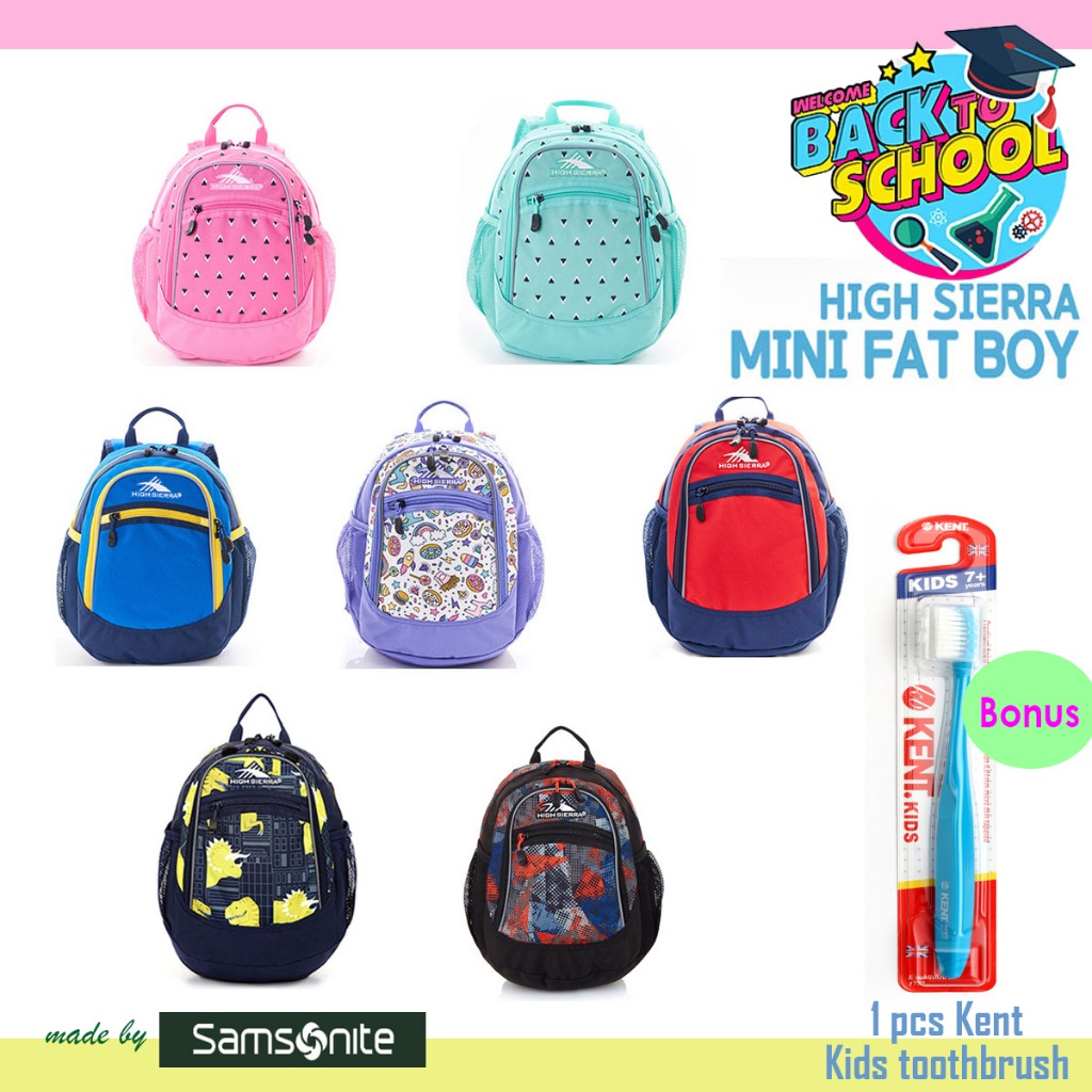 [HIGH SIERRA] Mini Fat Boy Backpack กระเป๋าเป้กันน้ำ น้ำหนักเบา ใส่สบาย . กระเป๋านักเรียนสไตล์เกาหลี. เหมาะสำหรับเด็กชั้นประถมศึกษา กระเป๋าเด็ก Samsonite