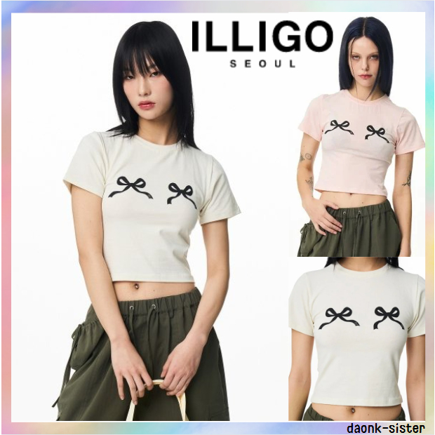 [ Illigo ] เสื้อยืดริบบิ้น ของแท้ 100% สไตล์เกาหลี 3 สี