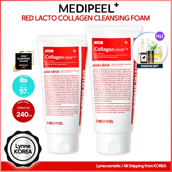 MEDIPEEL Red Lacto Collagen Clear 2.0 Bouncy Skin Cleansing Foam (UPGRADEDTOP 300ml / 120ml / MEDI PEEL