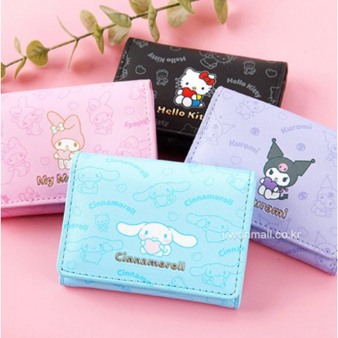 Sanrio ของแท้ My Melody Cinnamoroll Kuromi Hello Kitty Bifold กระเป๋าสตางค์ สําหรับเด็ก ผู้หญิง
