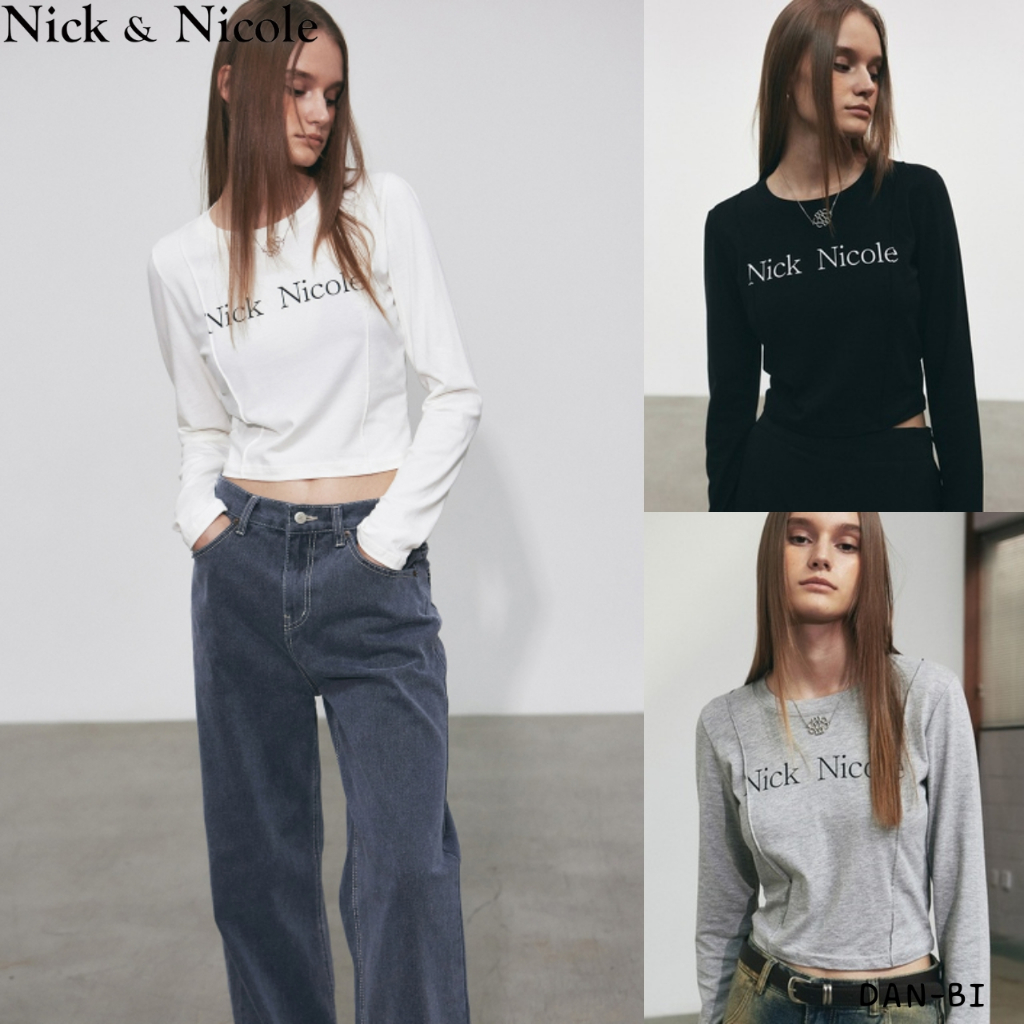 [NICK&NICOLE] Nicole PIN TUCK เสื้อแขนยาว CROP TOP_7color / สินค้า KR ของแท้ 100% / ส่งเร็วจาก KR