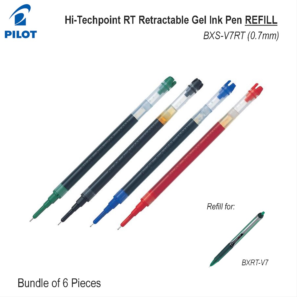Pilot Hi-Techpoint RT Retractable Gel Ink Pen Refill BXS-V7RT 0.7mm (มัด 6 ชิ้น)