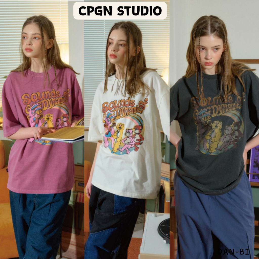 [CPGN Studio] เสื้อแขนสั้น คอกลม ลาย HOPPI TRIO PIGMENT สไตล์เกาหลี ของแท้ 100%
