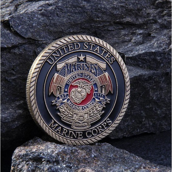 เหรียญที่ระลึก USMC ชุบทอง Bulldog ของ USMC สงครามคณะทะเล