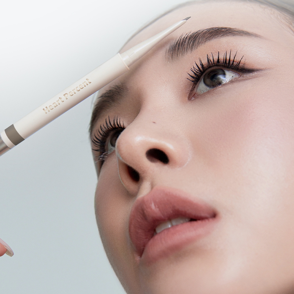 HEART PERCENT ดินสอเขียนคิ้ว 4-in-1 - หัวตัด, กันน้ำ, สีติดทนนาน