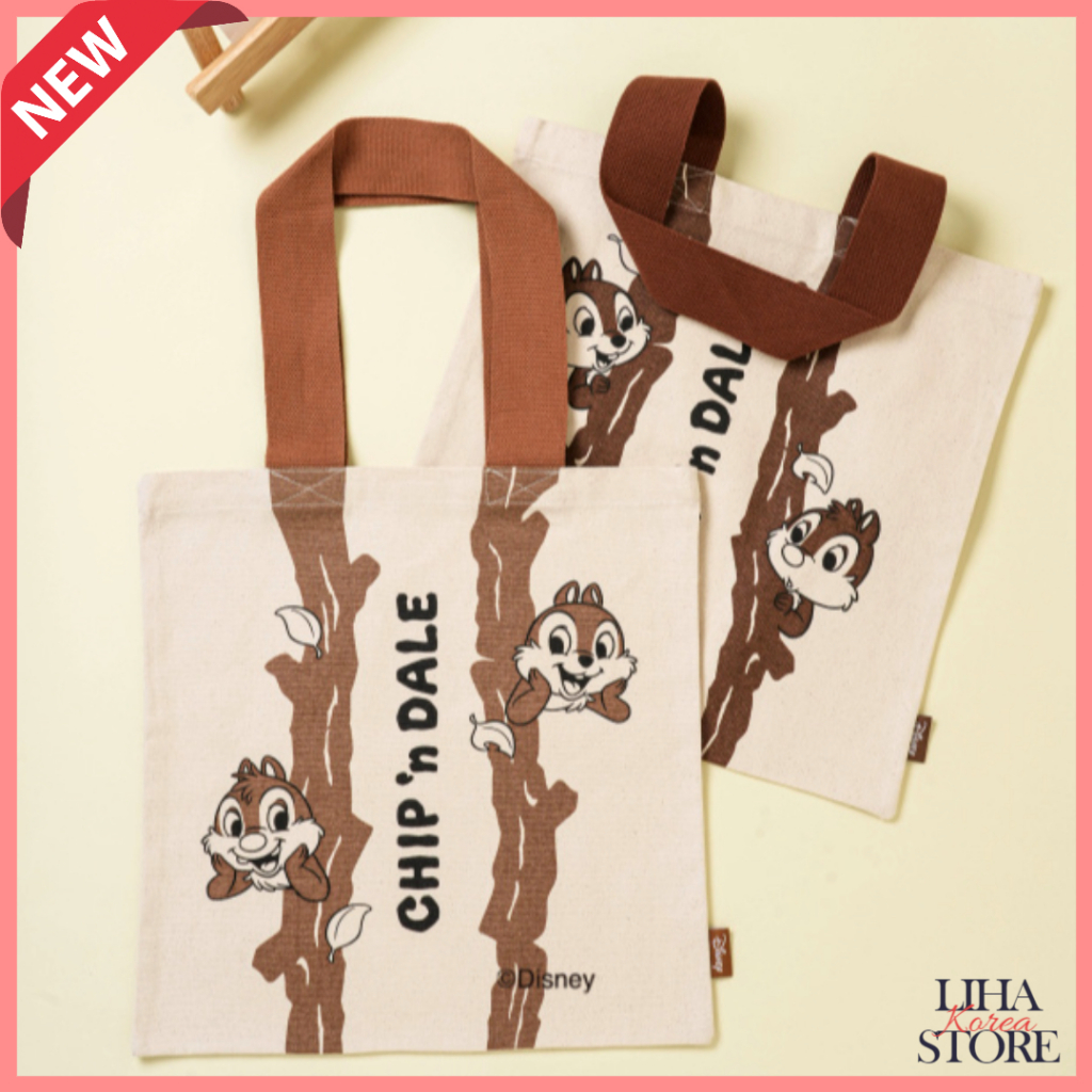 เกาหลี Daiso Disney Chip&Dale Chip และ Dale Bag Eco Bag Wide eco-bag Chip Dale Canvas Bag