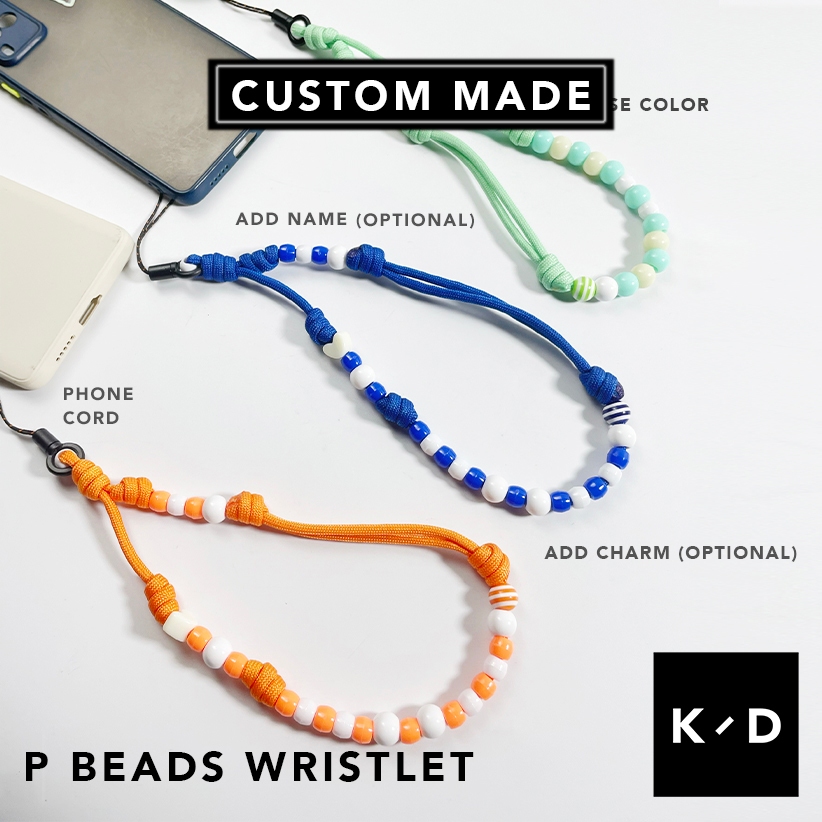 P BEADS WRISTLET โทรศัพท์ลูกปัดข้อมือแขวน gantung tali telefon กําหนดเองเพิ่มชื่อ customise customis
