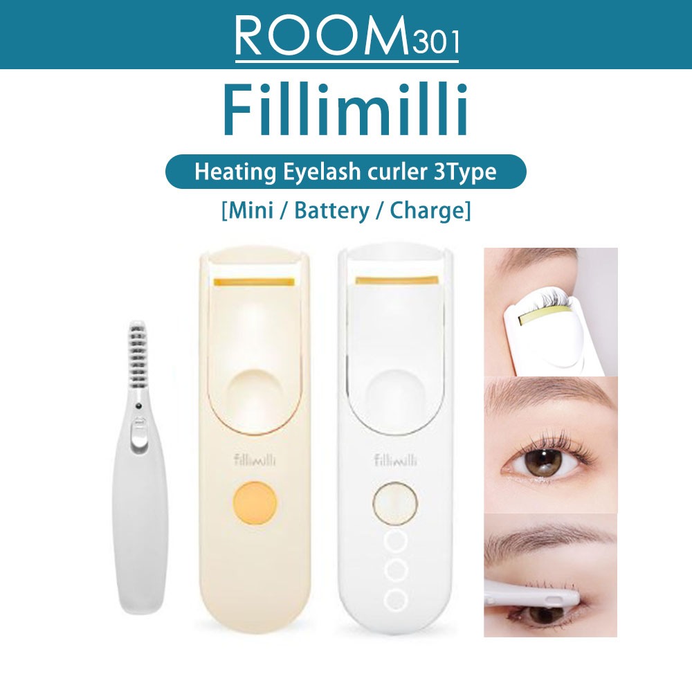 [Fillimilli] ที่ดัดขนตา ทําความร้อน 3 แบบ [Mini / แบตเตอรี่ / ที่ชาร์จ] ประเภท C ที่ดัดขนตา แบบชาร์จไฟได้