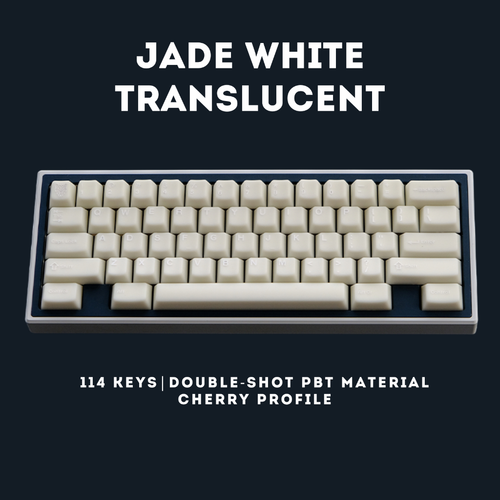 [ TECHINEER ] Jade White Translucent Cherry Profile 114 PBT Doubleshot Keycaps