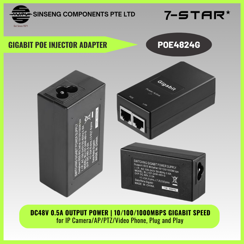 7-STAR* 48V 24W Gigabit PoE อะแดปเตอร์หัวฉีดสําหรับกล้อง IP/AP/PTZ/วิดีโอโทรศัพท์, Plug and Play - P
