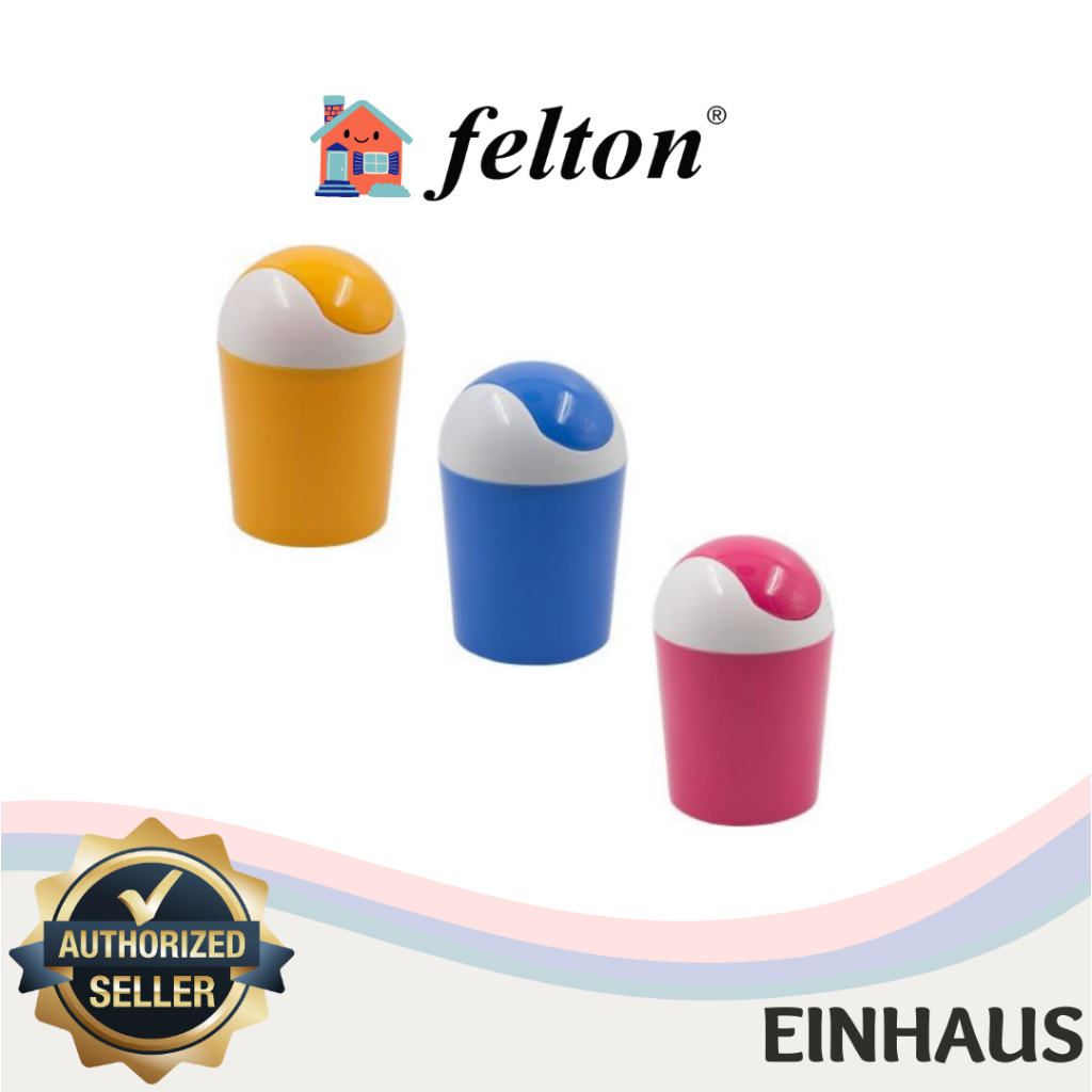 Felton 1L Mini Swing Dustbin ถังขยะพลาสติกสําหรับโต๊ะห้องครัวห้องน้ําสํานักงานโต๊ะขนาดเล็ก Bin พร้อม