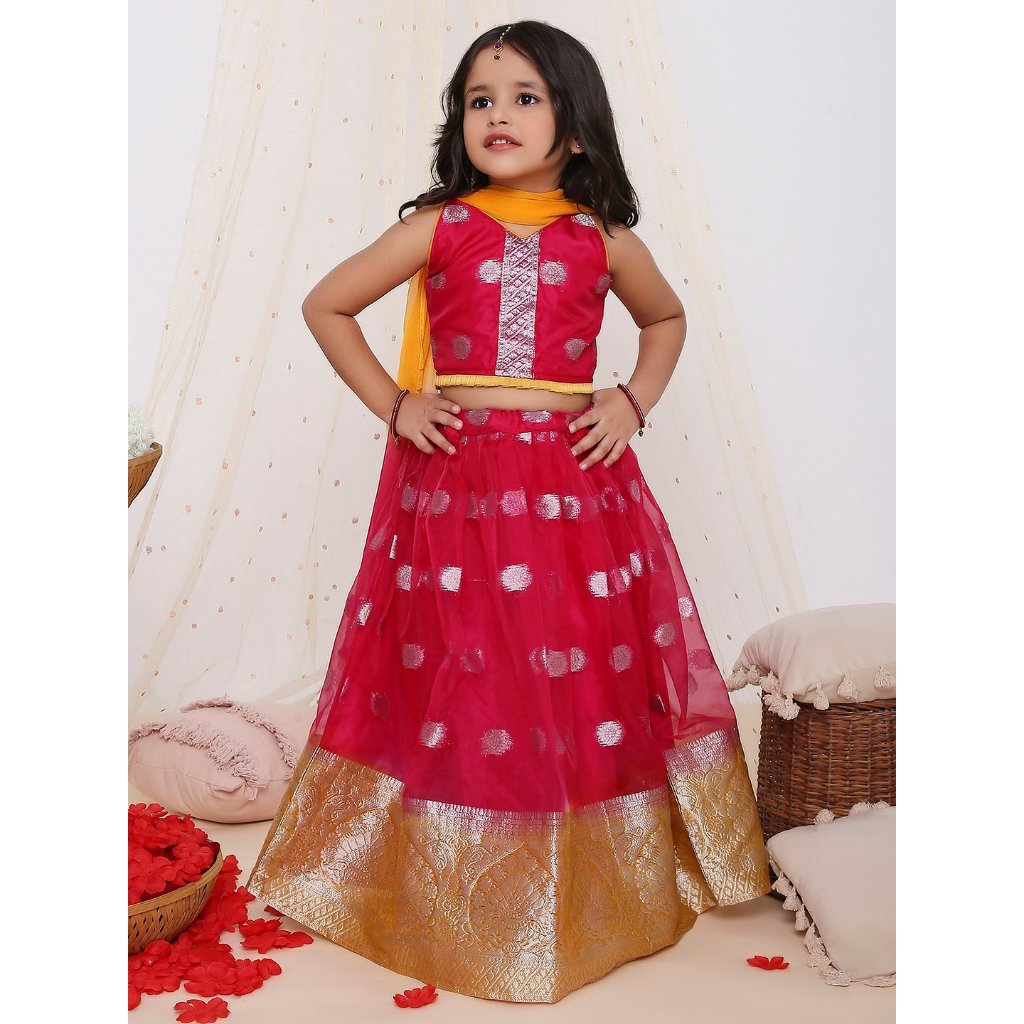 SG ผู้ขายท้องถิ่น Diwali เครื่องแต่งกายเด็กแบบดั้งเดิมอินเดีย/ชุด Harmony lehenga choli
