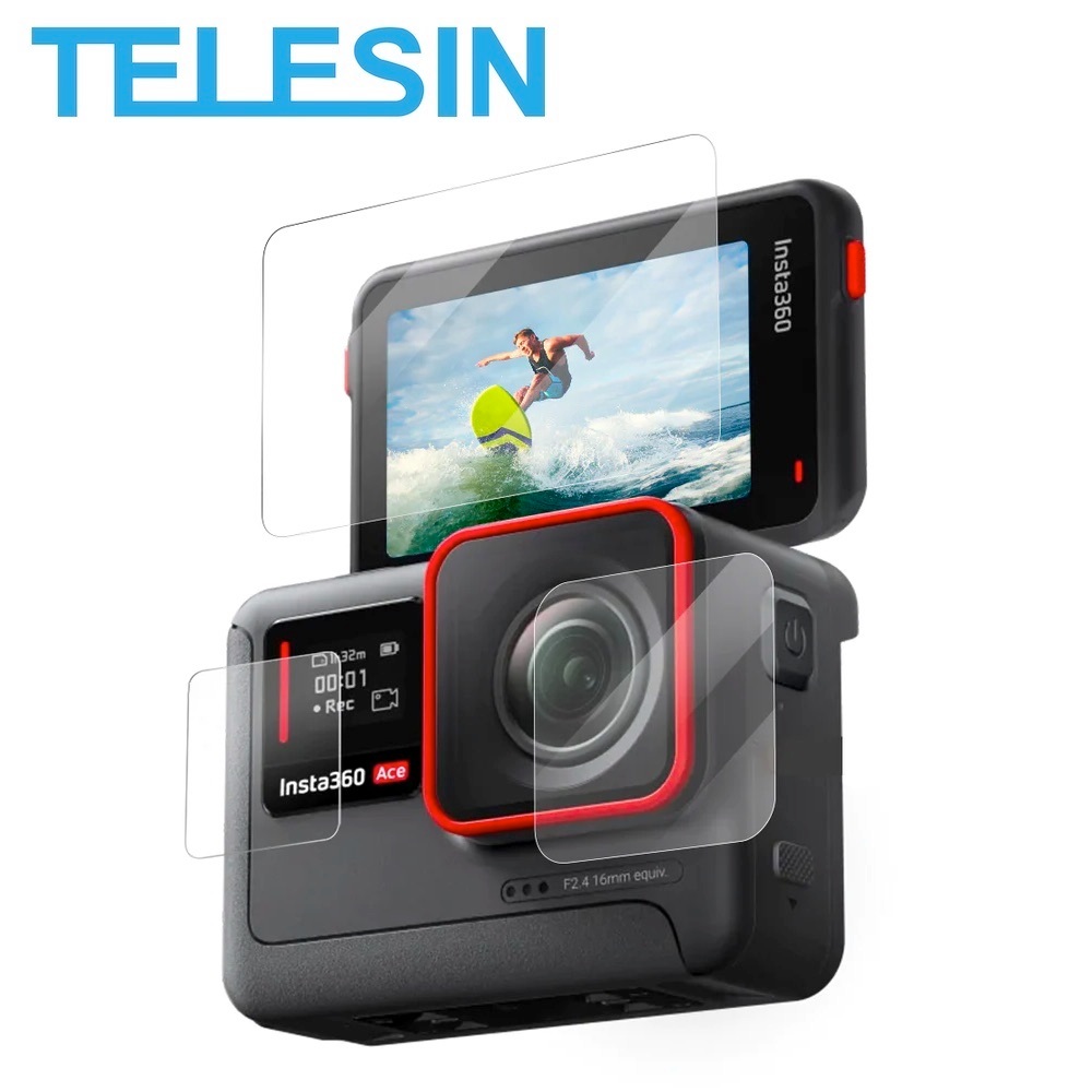 TELESIN ฟิล์มกันรอยหน้าจอเลนส์กระจกนิรภัยสําหรับ Insta360 Ace Pro 2
