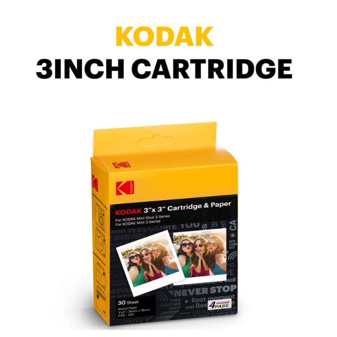 Kodak ตลับฟิล์ม 4PASS (3x3 นิ้ว) สําหรับ KODAK Mini 3 Retro และ Mini Shot 3 Retro