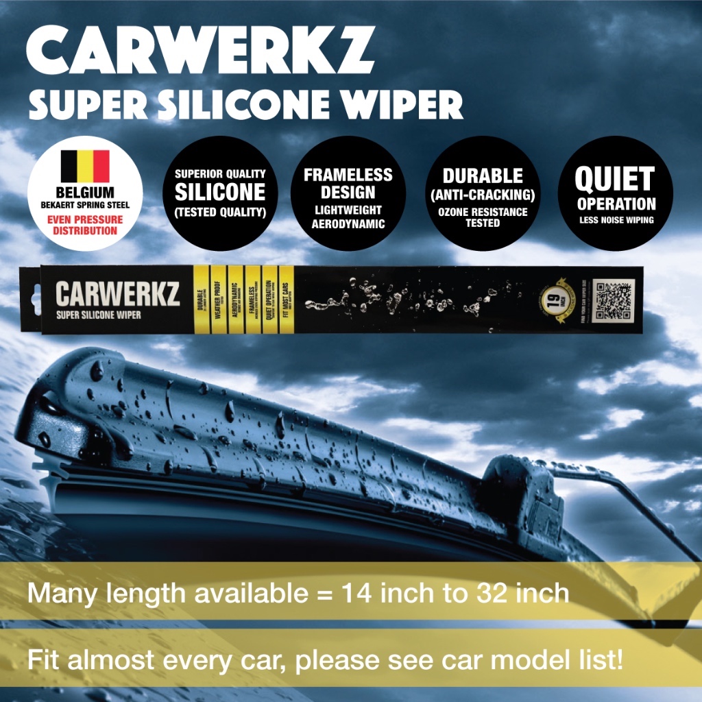 Carwerkz Super Silicone Wiper (วัสดุซิลิโคนเกรดสูงและเบลเยียม Bekaert Steel) สําหรับ Toyota Harrier 