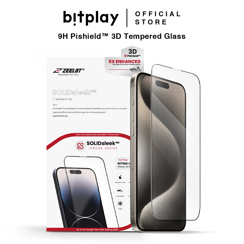 ZEELOT 9H Pishield 3D กระจกนิรภัยป้องกันหน้าจอสําหรับ iPhone 15 Pro / 15 Pro Max