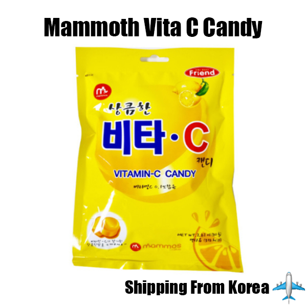 [Mammoth] ลูกอม Vita C สดชื่น 20 ชิ้น (จําหน่ายปริมาณเล็กลง) วิตามินซี / ขนมเกาหลี