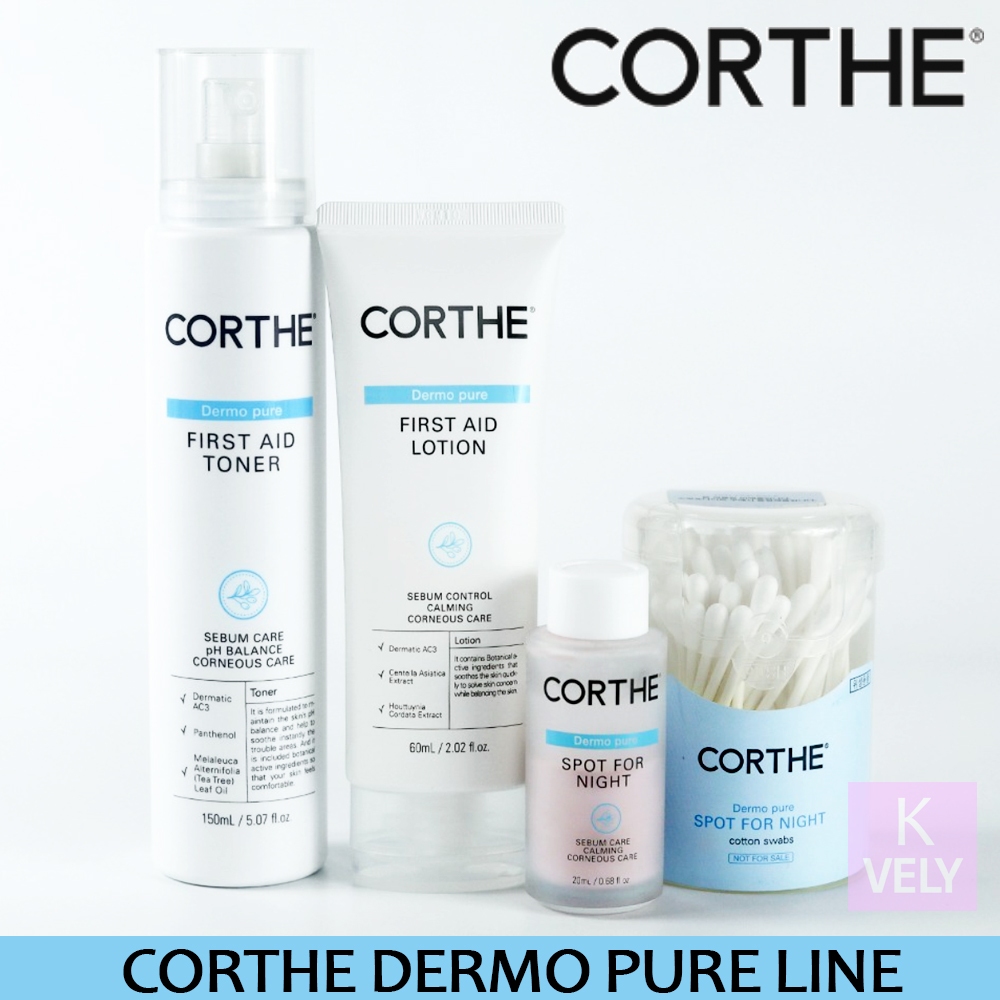 Corthe Dermo Pure First Aid Toner & Lotion & Spot fot night - ปราศจากน้ํามันสําหรับผิวมัน