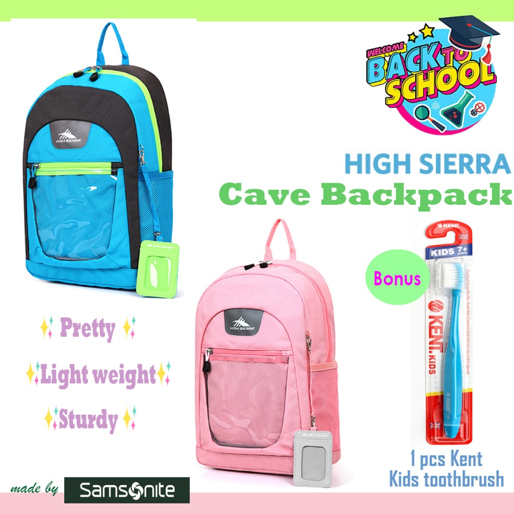 [HIGH Sierra] Cave Backpack กระเป๋าเป้สะพายหลัง กันน้ํา น้ําหนักเบา ใส่สบาย SAMSONITE สไตล์เกาหลี สําหรับเด็กประถม ก่อนวัยเรียน