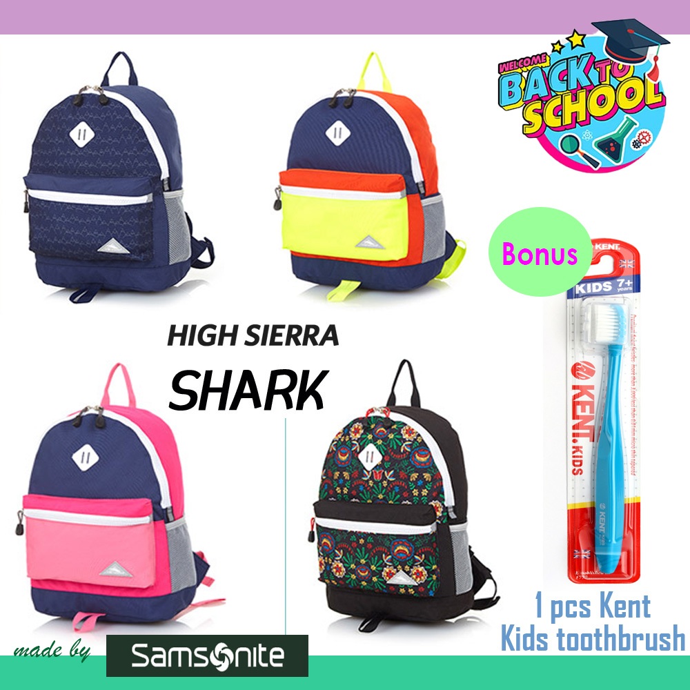 [HIGH Sierra] Shark Backpack กระเป๋าเป้เด็ก น้ำหนักเบา กันน้ำ สไตล์เกาหลี เหมาะสำหรับเด็กประถม กระเป๋าเด็ก Samsonite