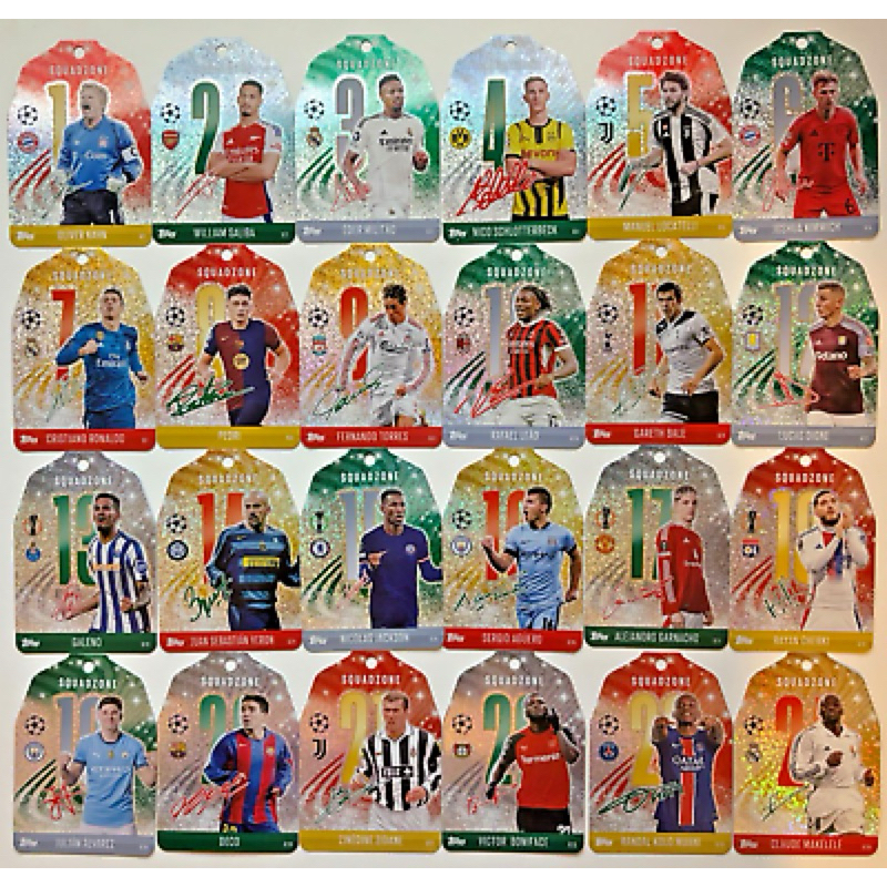 EXCLUSIVE FULL SET OF 24 CARDS Match Attax 2024/2025 การ์ด Squadzone มาพร้อม Ronaldo,Bale,Zidane,etc