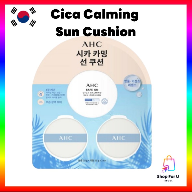 [AHC ] Safe On Cica Calming Sun Cushion 25g + 2 Puff/Refill