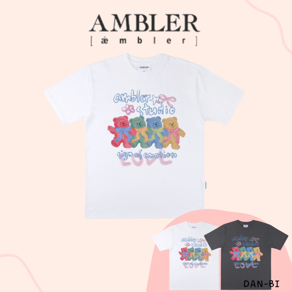 [AMBLER] เสื้อยืดแขนสั้น โอเวอร์ฟิต สี่อารมณ์ _2 สี / สินค้า KR ของแท้ 100% / ส่งเร็วจาก KR!