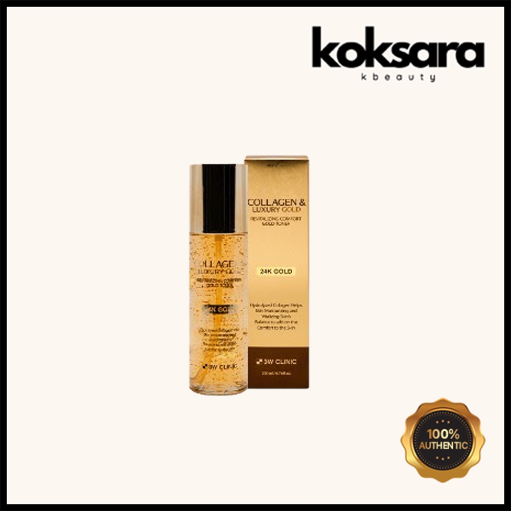 3w collagen & luxury gold revitalizing โทนเนอร์สีทอง ใส่สบาย comfort gold toner 200ml