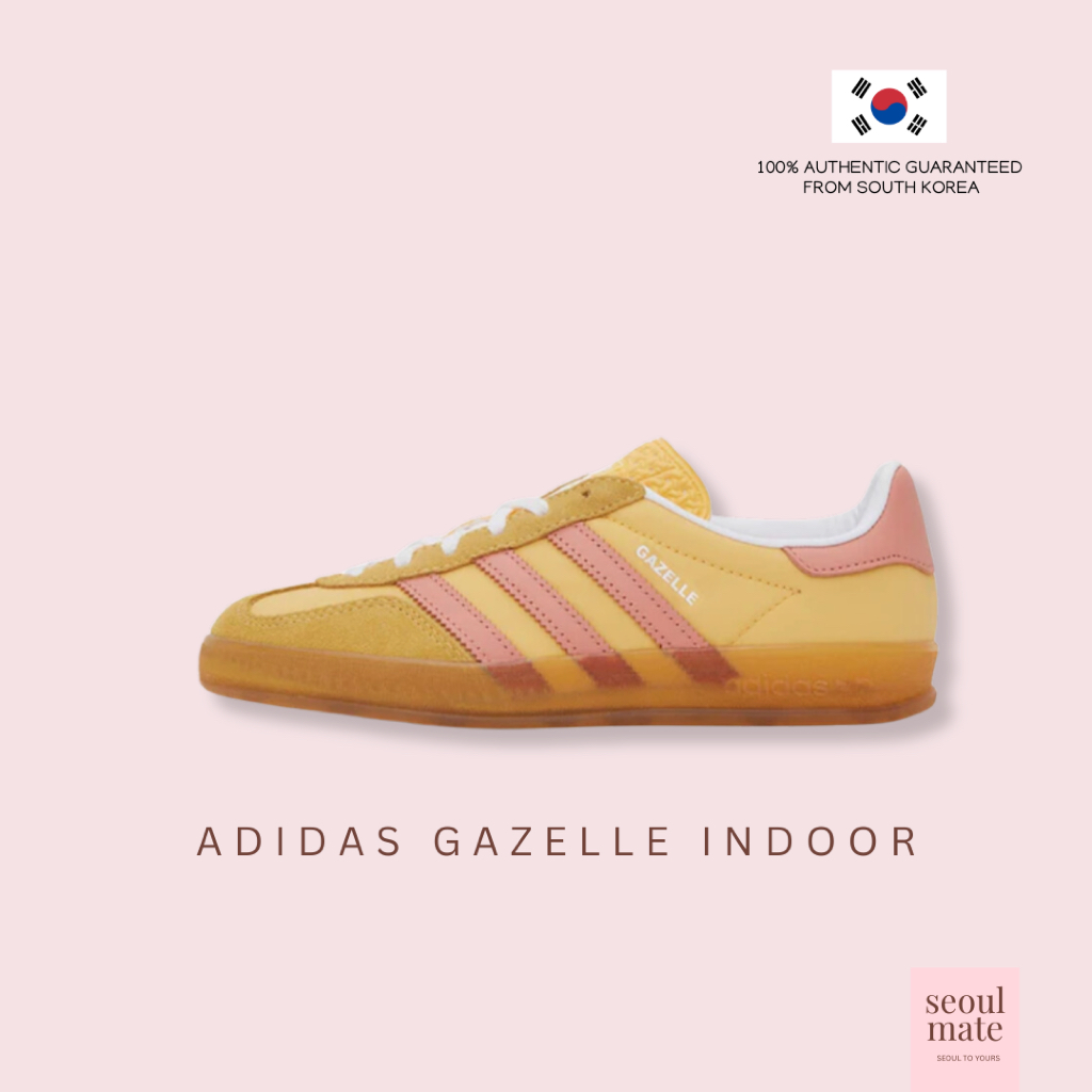 [ จากประเทศเกาหลีใต้ ] ADIDAS Gazelle ในรองเท้าผ้าใบสีชมพูสีเหลือง  IE2959
