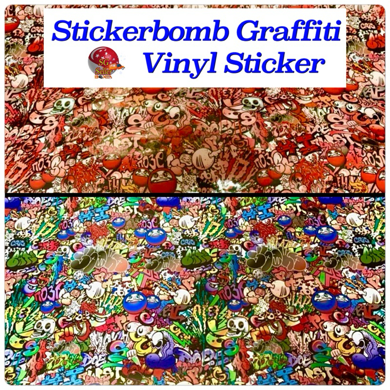 Stickerbomb graffiti vinyl wrap กาวล้างทําความสะอาดได้กันน้ํายืดการ์ตูน Stickerbomb