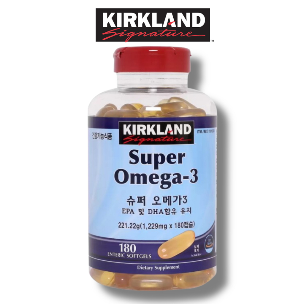 Kirkland Signature Super Omega-3 แคปซูล 1229 มก. - 180 กะรัต อาหารเสริม น้ํามันปลา ความรุนแรงสูง แคน