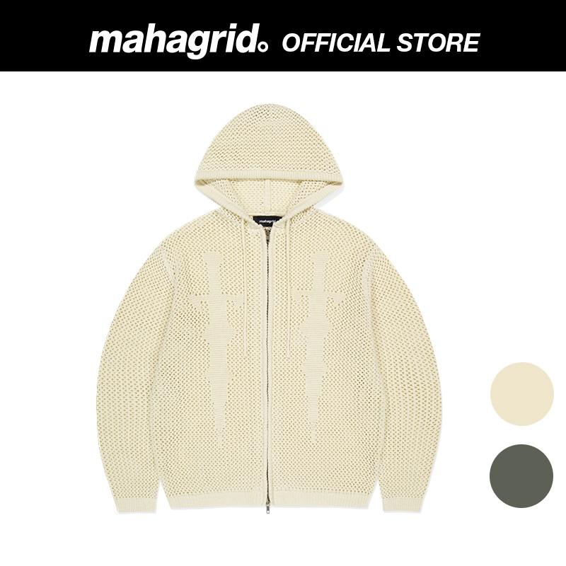 [MAHAGRID] DAGGER MESH HOOD ZIP UP KNIT