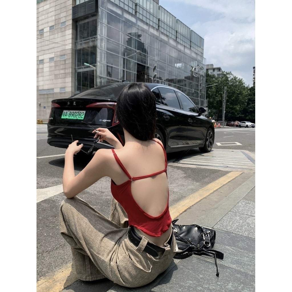 Vogue🌟พร้อมส่ง🌟 สื้อเชิ้ตทรงแถวกระดุมเดียวสุดเซ็กซี่และเก๋ไก๋ เสื้อกล้ามเซ็กซี่เปลือยหลัง (FY3318-1) - รูปที่ 4