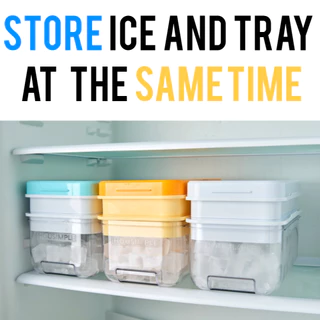 HOUSIMPLE STACKPUSH ถาดน้ำแข็ง Ice Cube Maker ซิลิโคนพร้อมฝาปิดสำหรับตู้เย็นกล่องเก็บคอนเทนเนอร์