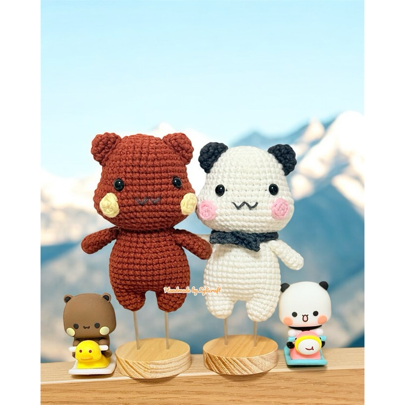 Bubu Dudu พวงกุญแจ พวงกุญแจคู่น่ารัก พวงกุญแจ amigrumi bu และ dudu คู่พวงกุญแจที่ไม่ซ้ํากัน