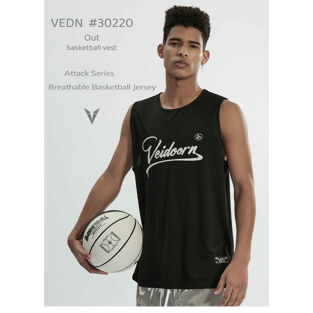 Veidoorn เสื้อบาสเก็ตบอลระบายอากาศแห้งเร็วแฟชั่นผู้ชายกีฬาเสื้อกล้ามวิ่งเสื้อยืดแขนกุด