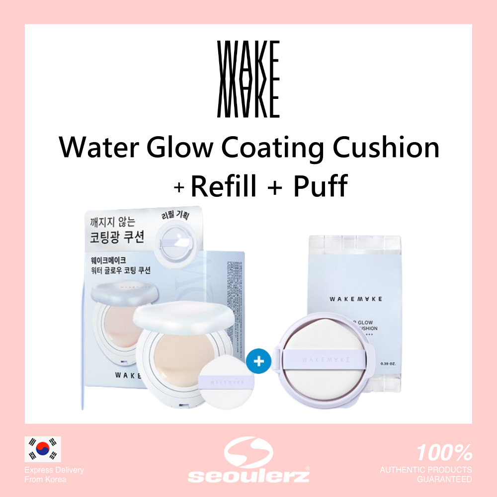 [WAKEMAKE]<ใหม่>Water Glow Coating Cushion คุชชั่นเคลือบน้ําเรืองแสง SPF50+ PA++++ 4 เฉดสี