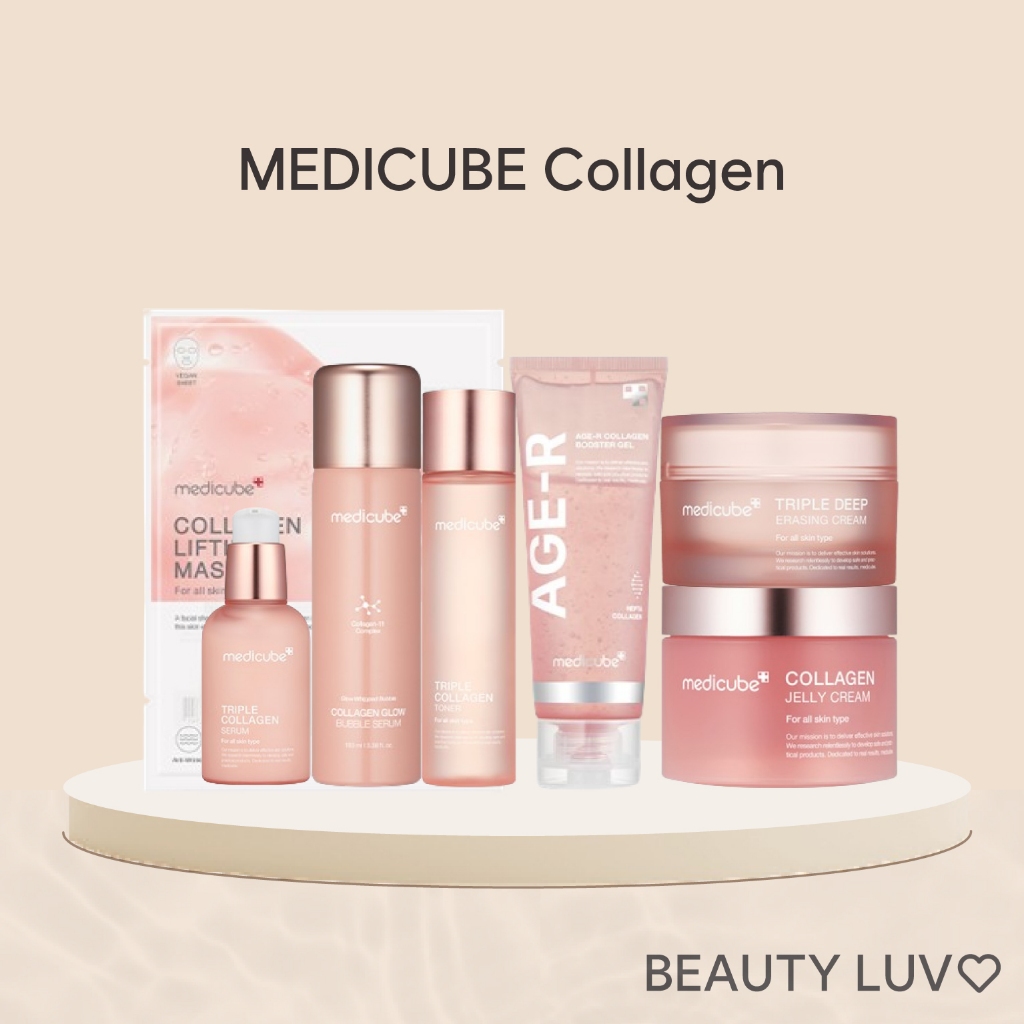 [Medicube] คอลลาเจนไลน์ คอลเลกชัน / ครีมคอลลาเจน, ครีมเจลลี่, โทนเนอร์, เซรั่ม, เซรั่มบับเบิล, เอจ-อาร์ บูสเตอร์, ครีมกันแดด, มาส์กห่อ, มาสก์แพ็ค