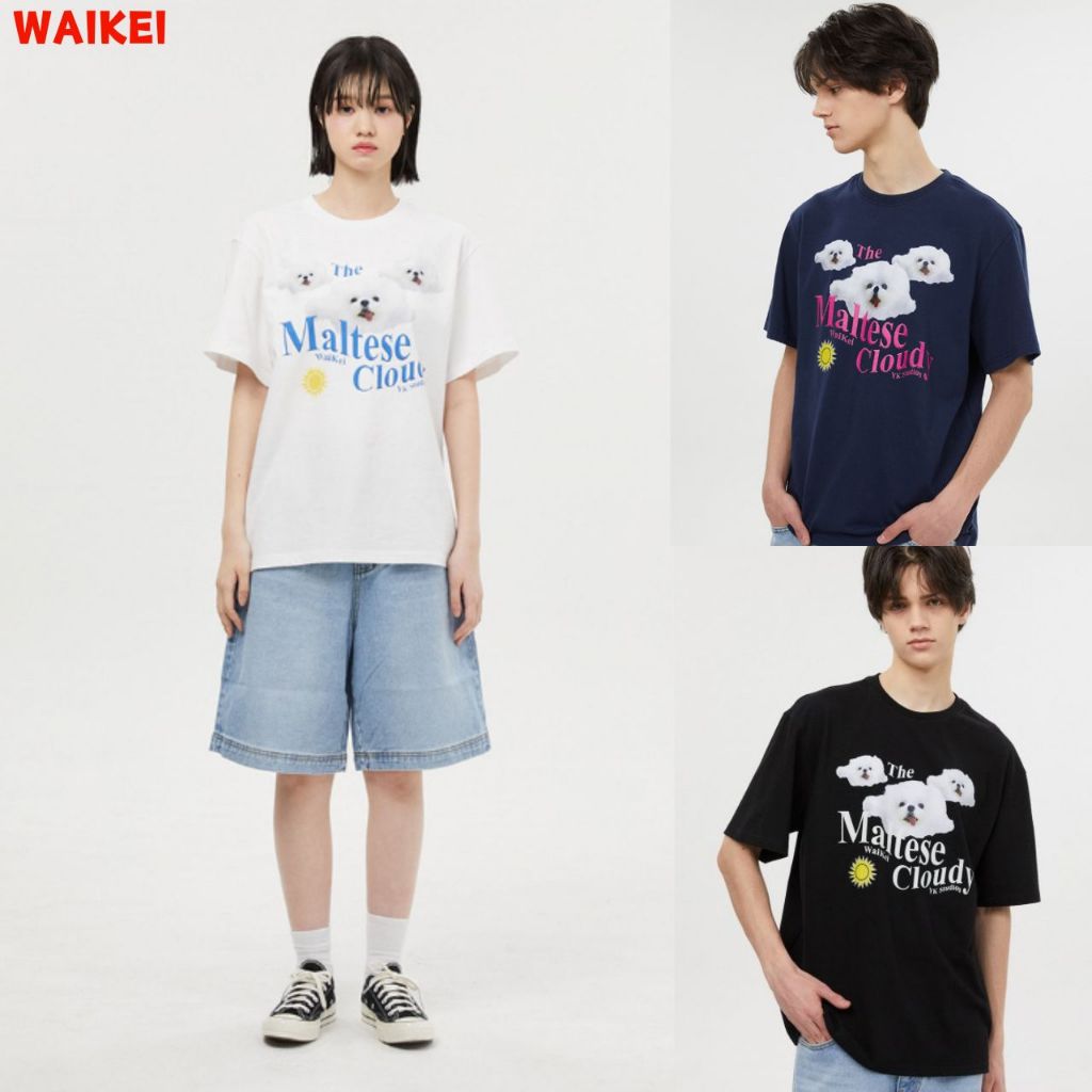 [waikei] Maltese Cloudy เสื้อยืดแขนสั้น 4 สี สําหรับผู้ชาย และผู้หญิง ของแท้ 100% KR จัดส่งเร็ว