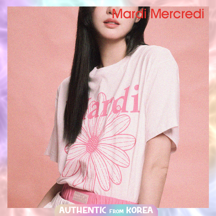 Mardi MERCREDI สําหรับเสื้อยืดผู้หญิง FLOWERMARDI สีขาว สีชมพู
