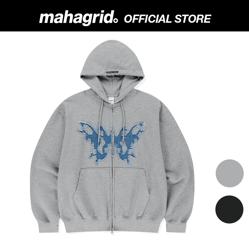 [MAHAGRID] Butterfly APPLIQUE HOOD ZIP-UP