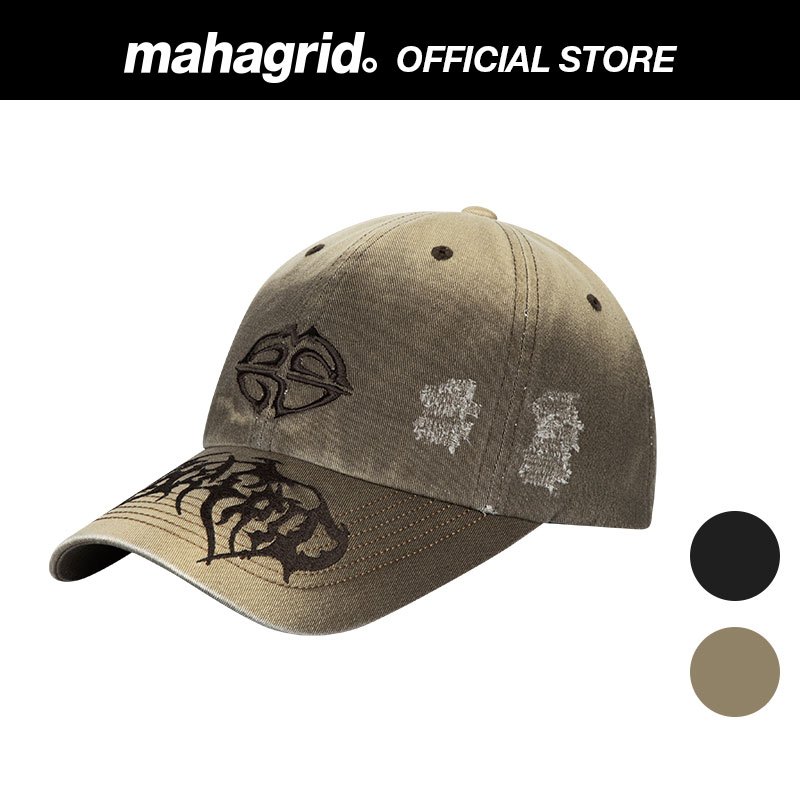 [MAHAGRID] WASHED METAL LOGO BALL CAP