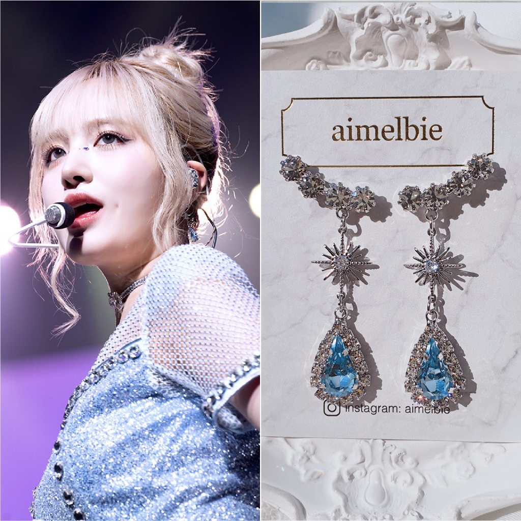 [IVE Liz, Kim Sejeong ต่างหู] ♥ เครื่องประดับ รูปแอมเมลบี้ สไตล์เกาหลี ♥ Stellar Elf ต่างหู - ไพลินเ