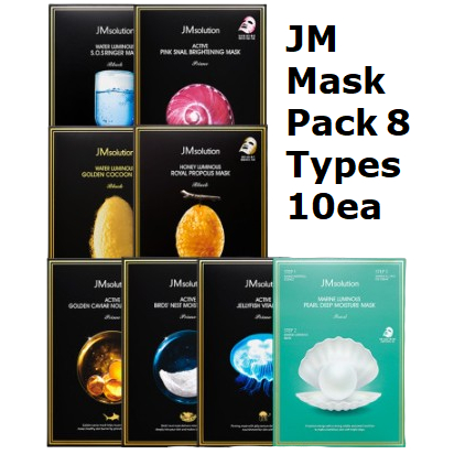 Jm Solution Active Solution Mask Pack (8 แบบ) 10ea (SOS Ringer, Pink Snail, Golden Cocoon, Royal Propolis, Golden Caviar, Bird'Nest, Jellyfish, Pearl)